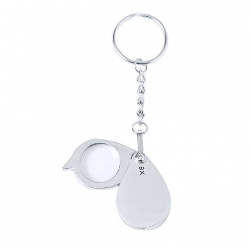 plateado Lupa Llavero Kitins 8X