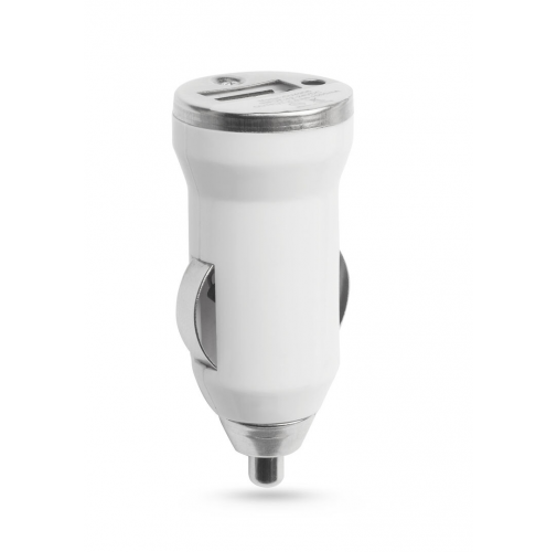 white Cargador Coche USB Hikal