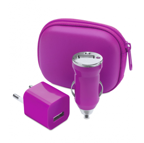 fucsia Set Cargadores USB Canox