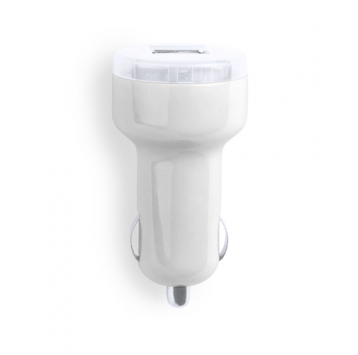 white Cargador Coche USB Denom