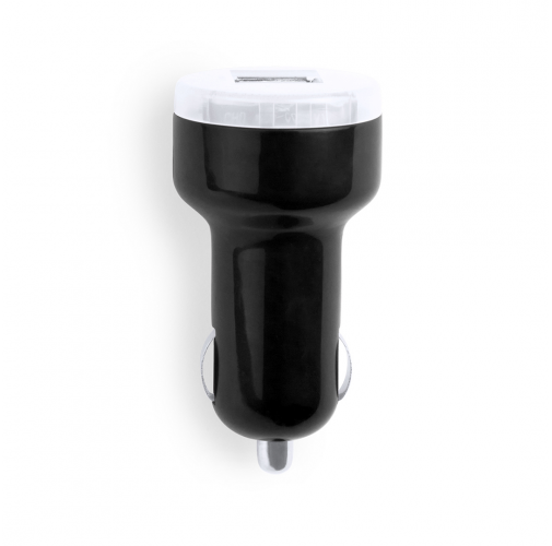 black Cargador Coche USB Denom