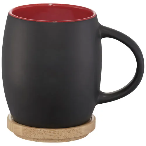 Taza de cerámica de 400 ml con base de madera 
