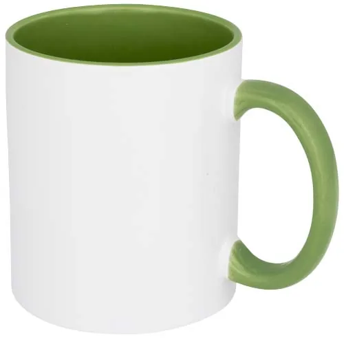 verde Taza de 350 ml para sublimación con asas e interior de color Pix
