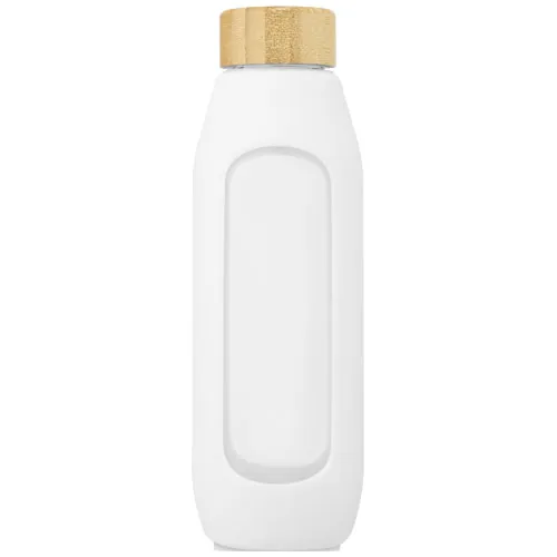 Botella de vidrio borosilicato con agarre de silicona de 600 ml 