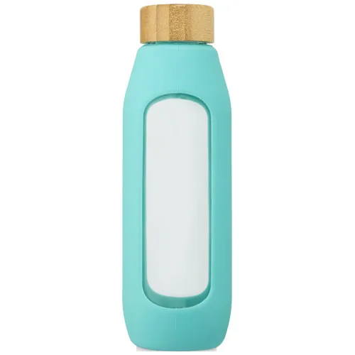 Botella de vidrio borosilicato con agarre de silicona de 600 ml 