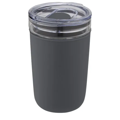 Vaso de vidrio de 420 ml con pared exterior de plástico reciclado 