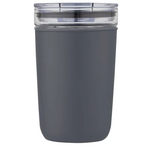 Vaso de vidrio de 420 ml con pared exterior de plástico reciclado 