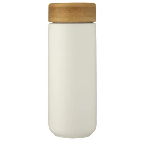 Vaso de cerámica de 300 ml con tapa de bambú 