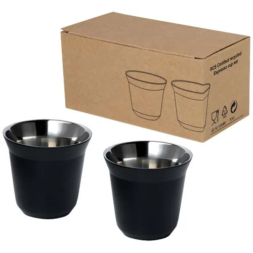 Juego de tazas para espresso de acero inoxidable de 80 ml con certificado RCS 