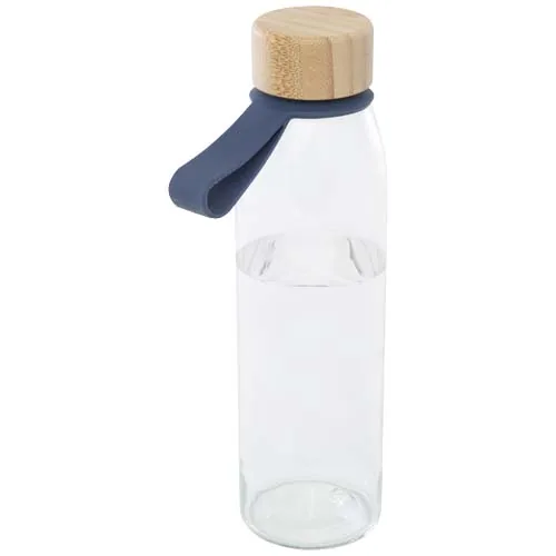 Botella de cristal de 500 ml con asa de silicona y tapa de bambú 