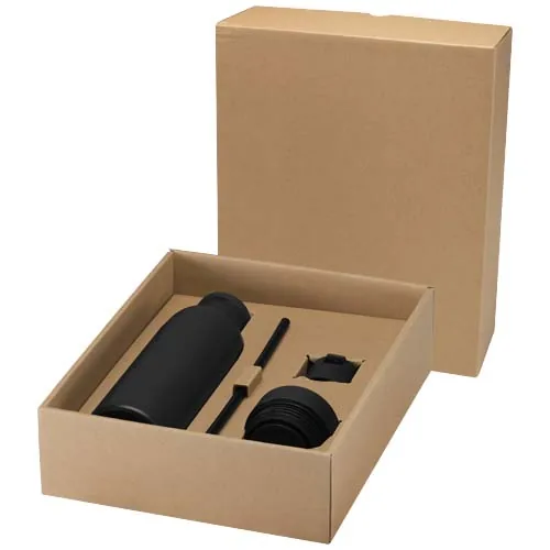 Botella de 650 ml de acero inoxidable reciclado con certificado RCS de doble pared con 3 tapas Iluminate