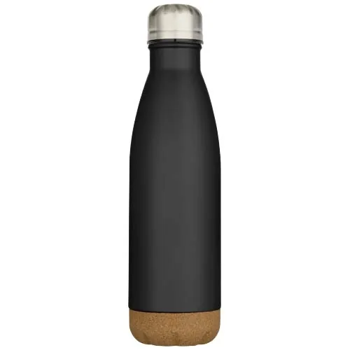 Botella de 500 ml de acero inoxidable con aislamiento y doble pared con detalles de corcho 