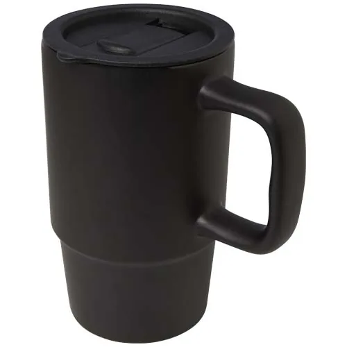 Taza de cerámica con tapa de plástico de 450 ml 