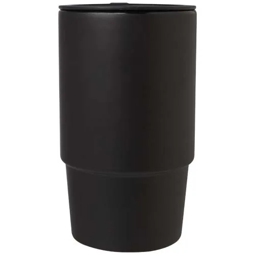 Taza de cerámica con tapa de plástico de 450 ml 