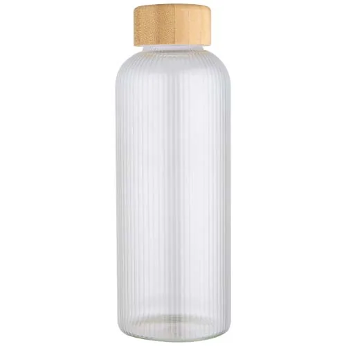 Botella de 650 ml de vidrio borosilicato de pared simple con tapa de bambú 