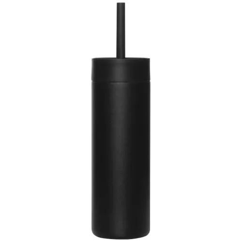 negro intenso Botella de agua de 473 ml con pajita