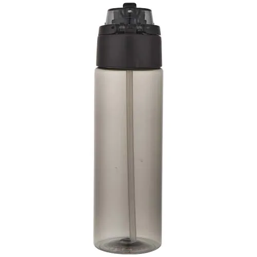 negro intenso Botella de agua Theron de 700 ml de plástico reciclado RCS con tapa de doble función y pajita abatible