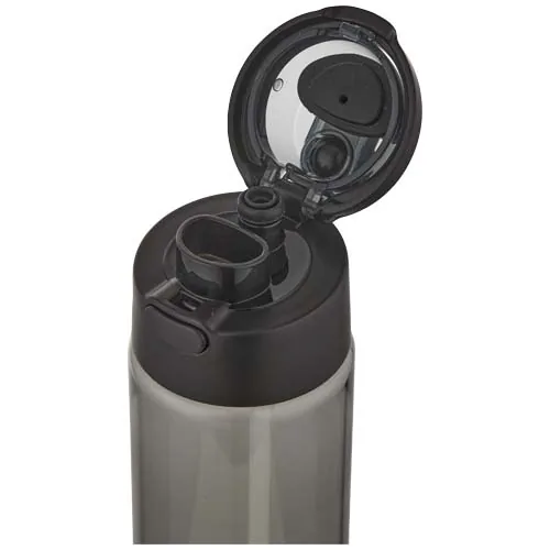 negro intenso Botella de agua Theron de 700 ml de plástico reciclado RCS con tapa de doble función y pajita abatible