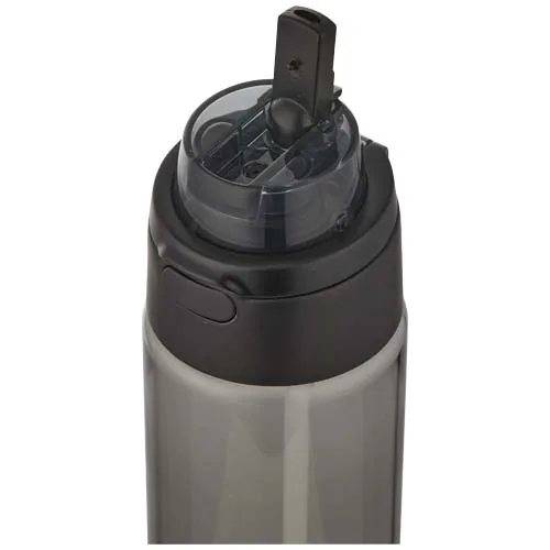 negro intenso Botella de agua Theron de 700 ml de plástico reciclado RCS con tapa de doble función y pajita abatible