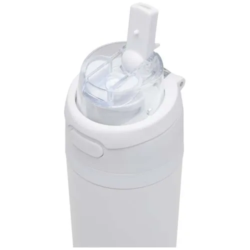 Botella de agua Theron de 800 ml de acero inoxidable de pared simple reciclado (RCS), con tapa de doble función y pajita abat
