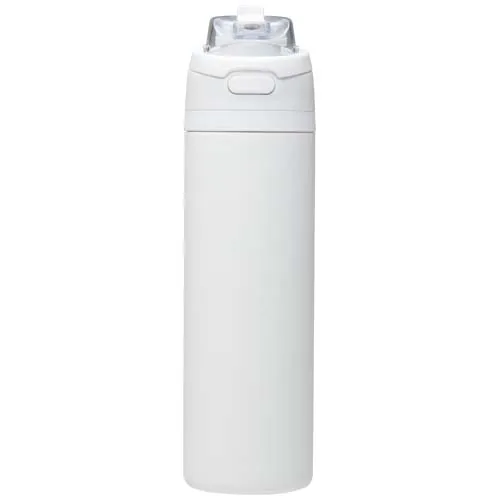 Botella de agua Theron de 800 ml de acero inoxidable de pared simple reciclado (RCS), con tapa de doble función y pajita abat