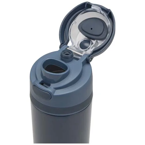 Botella de agua Theron de 800 ml de acero inoxidable de pared simple reciclado (RCS), con tapa de doble función y pajita abat