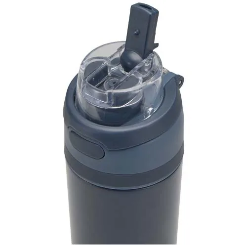Botella de agua Theron de 800 ml de acero inoxidable de pared simple reciclado (RCS), con tapa de doble función y pajita abat
