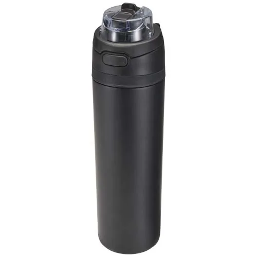 Botella de agua Theron de 800 ml de acero inoxidable de pared simple reciclado (RCS), con tapa de doble función y pajita abat