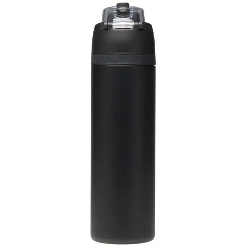 Botella de agua Theron de 800 ml de acero inoxidable de pared simple reciclado (RCS), con tapa de doble función y pajita abat