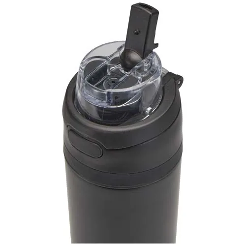 Botella de agua Theron de 800 ml de acero inoxidable de pared simple reciclado (RCS), con tapa de doble función y pajita abat