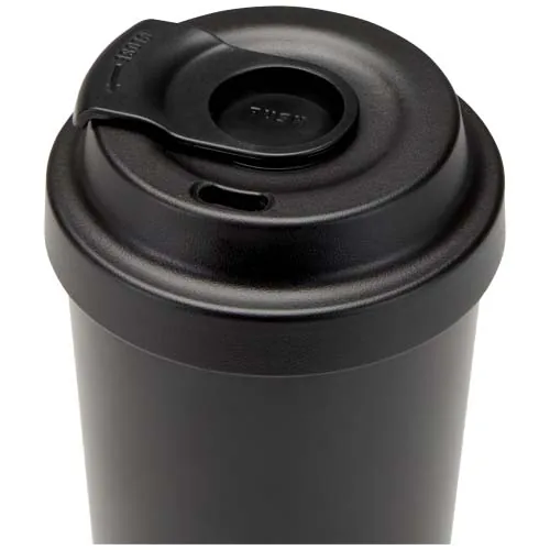 negro intenso Vaso térmico Hampton de 480 ml, de acero inoxidable reciclado RCS, con doble pared y aislamiento al vacío