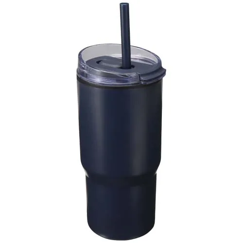 azul marino Vaso térmico de doble pared reciclado RCS de 540 ml de Westin con pajita
