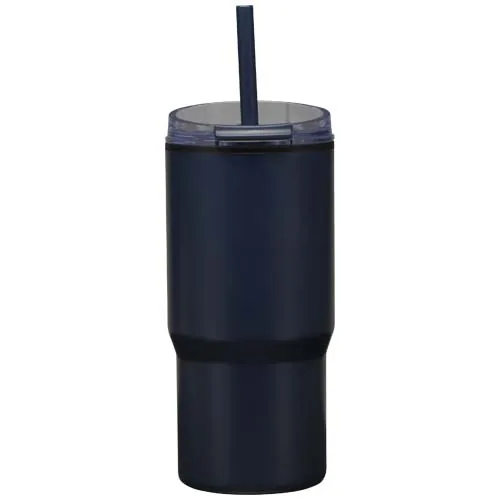 azul marino Vaso térmico de doble pared reciclado RCS de 540 ml de Westin con pajita