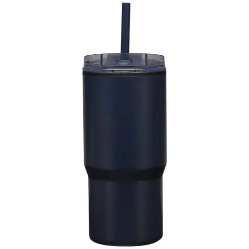 azul marino Vaso térmico de doble pared reciclado RCS de 540 ml de Westin con pajita