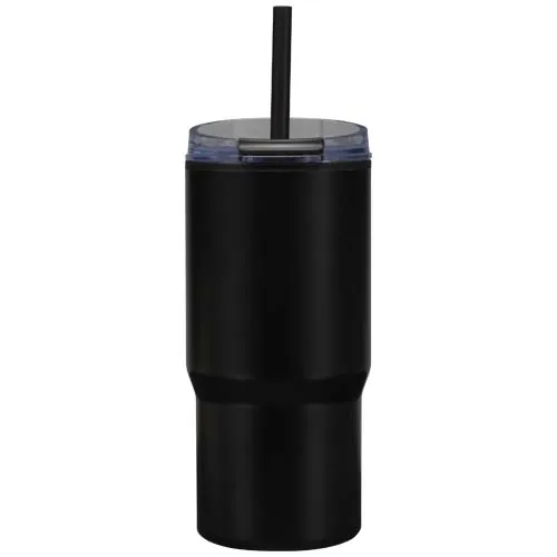negro intenso Vaso térmico de doble pared reciclado RCS de 540 ml de Westin con pajita