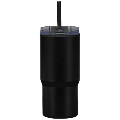 negro intenso Vaso térmico de doble pared reciclado RCS de 540 ml de Westin con pajita