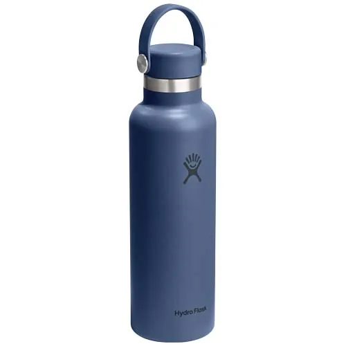 azul intermedio Botella de agua Hydra Flask de acero inoxidable con aislamiento térmico, boca estándar, 621 ml, con tapón con pajita