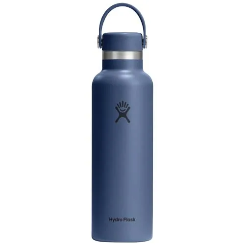 azul intermedio Botella de agua Hydra Flask de acero inoxidable con aislamiento térmico, boca estándar, 621 ml, con tapón con pajita