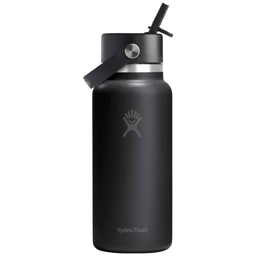 Botella de agua Hydro Flask de acero inoxidable con aislamiento térmico y boca ancha de 946 ml, con tapón con pajita