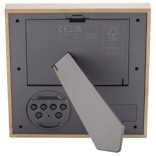 Marco de fotos de bambú con termómetro 