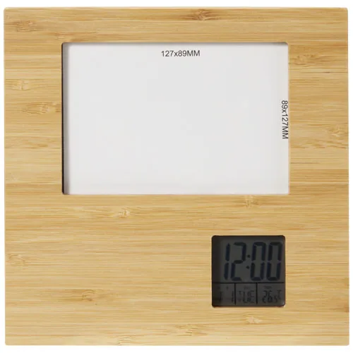 Marco de fotos de bambú con termómetro 