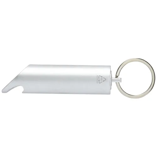 Luz LED IPX de aluminio reciclado y abrebotellas con llavero 