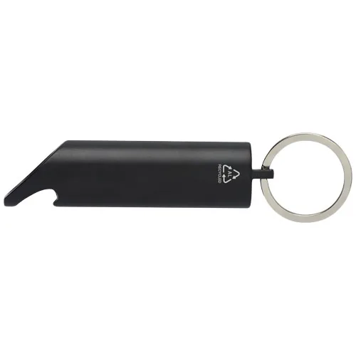 Luz LED IPX de aluminio reciclado y abrebotellas con llavero 