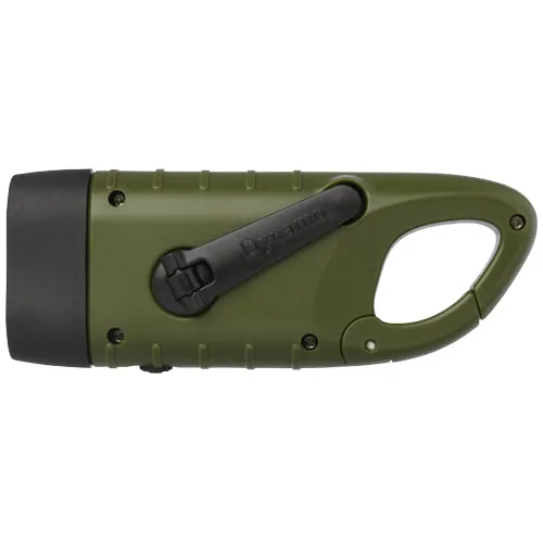 Linterna de dinamo solar con mosquetón de plástico reciclado 