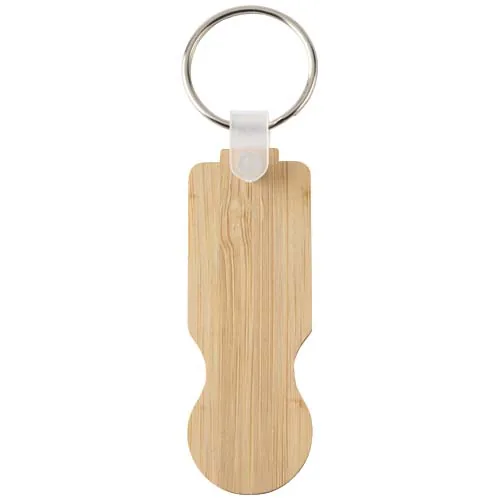 Llavero con moneda para carrito de bambú 