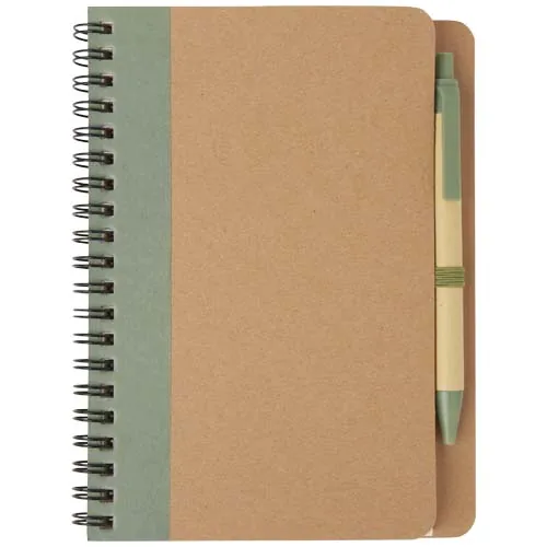 Libreta de papel reciclado con bolígrafo 