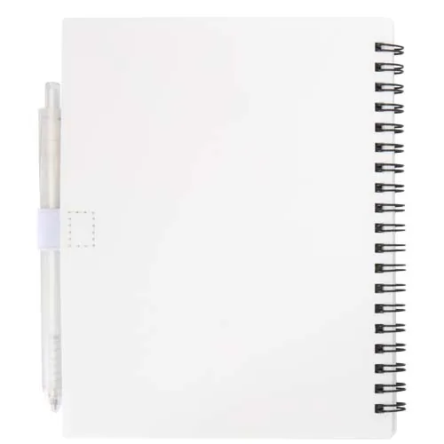 Juego de libreta de tapa blanda y bolígrafo de plástico reciclado (tinta azul) 