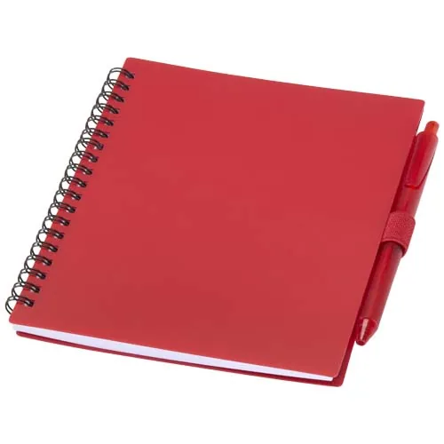 Juego de libreta de tapa blanda y bolígrafo de plástico reciclado (tinta azul) 