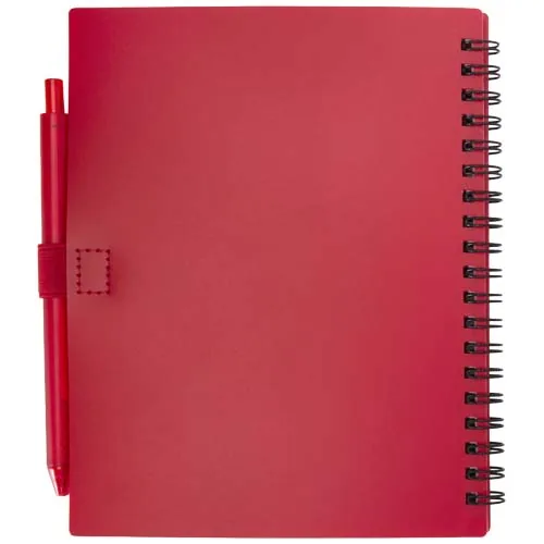 Juego de libreta de tapa blanda y bolígrafo de plástico reciclado (tinta azul) 