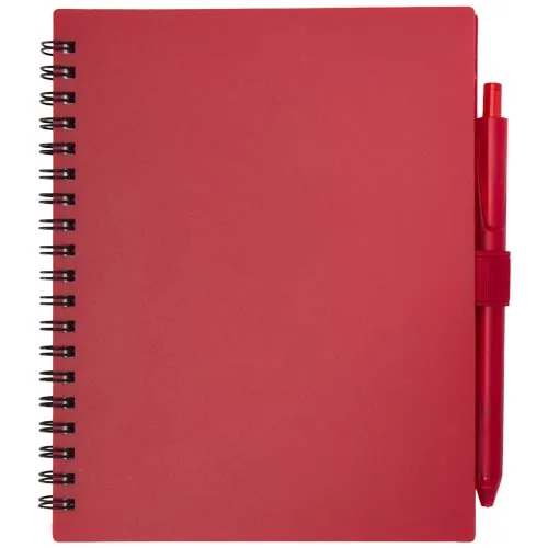 Juego de libreta de tapa blanda y bolígrafo de plástico reciclado (tinta azul) 